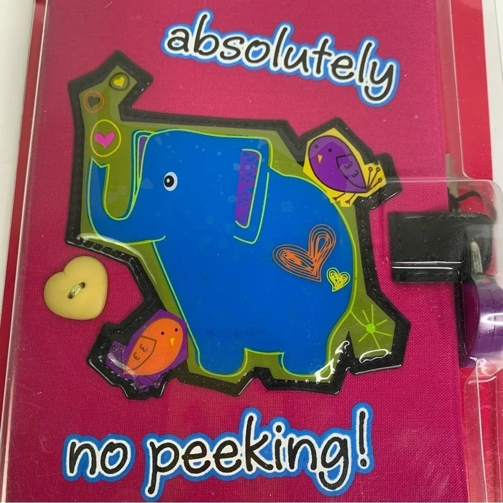90’s Claire’s Absolutely No Peeking Pink with Elephant Graphic Lock & Key Diary